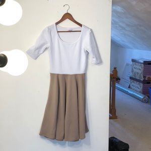 Small white/tan Nicole luluaroe dress size small